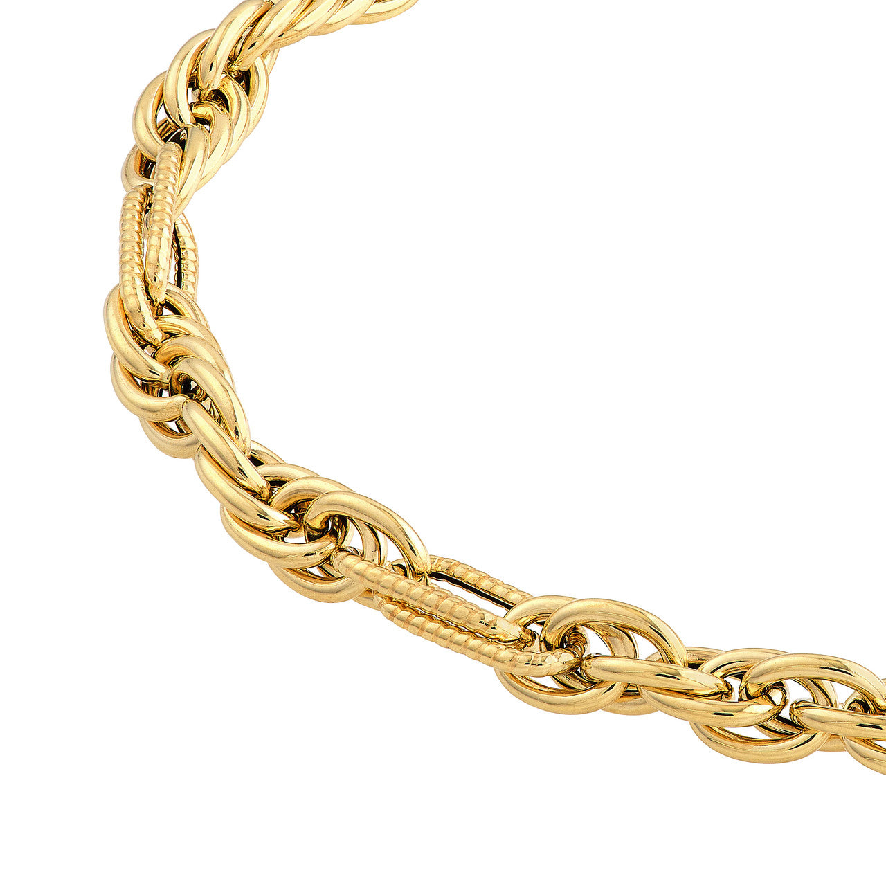 Polished Textured (2+1) Link Chain